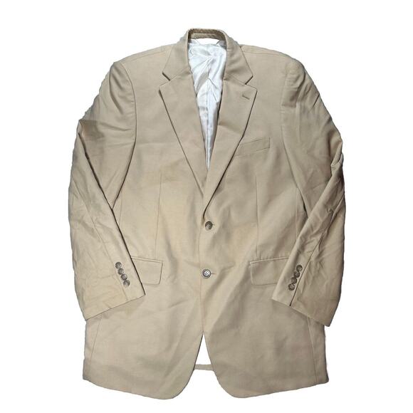 Alan Flusser Blazer Mens 40L Long Silk Cotton Blend Suit Jacket Beige Sport Coat - Picture 1 of 14